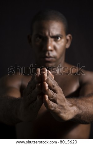 Portrait of afroamerican man practicing martial arts