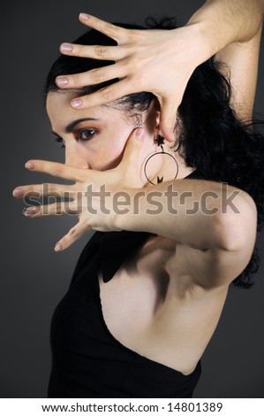 Portrait of passionate hispanic flamenco dancer woman