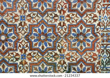 Abstract retro tile design with decorative elements