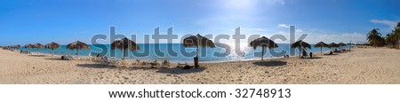 Panoramic view of tropical beach, playa ancon, cuba