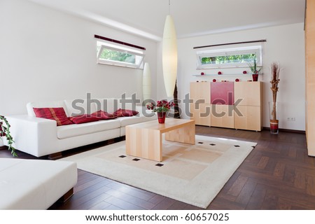 Modern house, living-room with the modern furniture