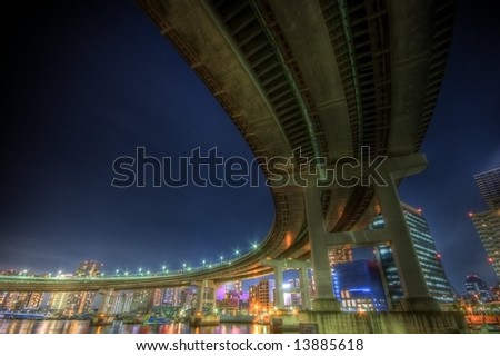 at rainbow bridge in Tokyo