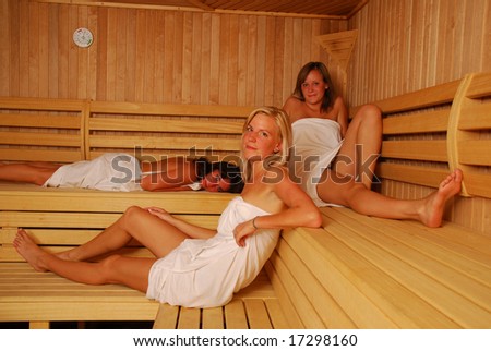 stock photo Girls in sauna