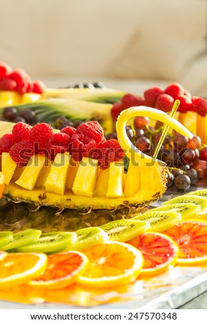 Homemade fruit plate of fresh fruit