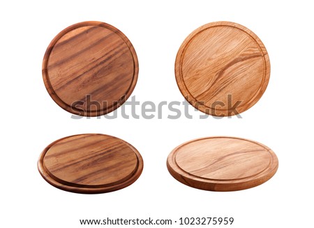 Pizza board isolated on white background. Top view mock up