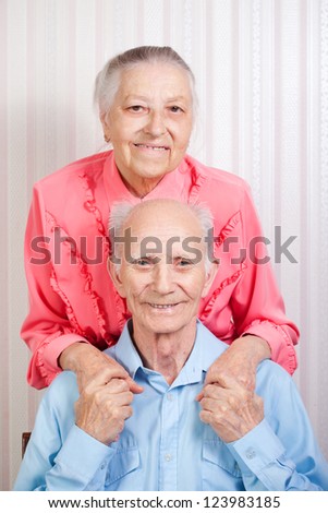 Portrait of happy old couple. Concept is always together