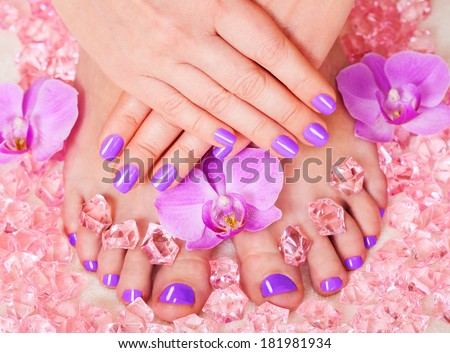 Manicure and pedicure. Body care, spa treatments. Nail polish and Accessories. Colorful Studio Shot of Stylish Woman. Vivid Colors. Rainbow Colors