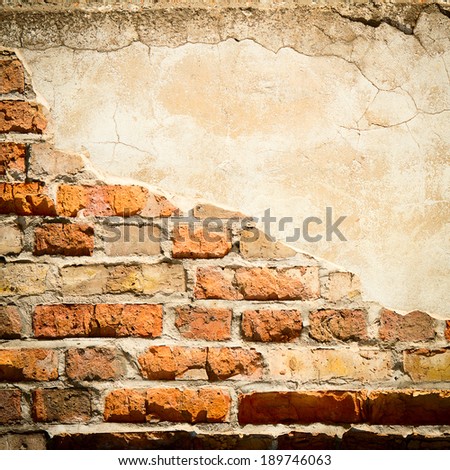 Old brick wall. Aged street wall background, texture