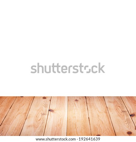 Wood texture. Empty wooden table on white background for product montage