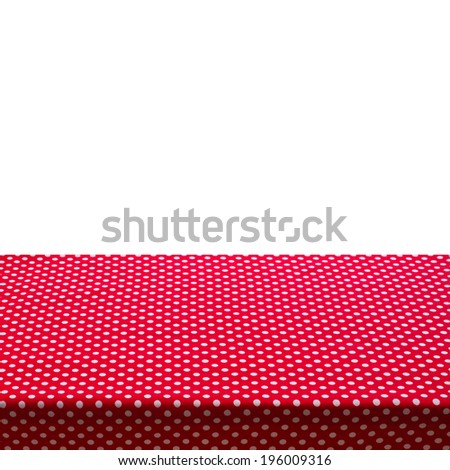 Wooden table with red tablecloth white peas isolated for recording menu, recipe. Product pages for installation recipe books menu