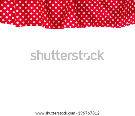 Canvas texture isolated on white background. Red checked tablecloth view from top. Empty tablecloth for product montage. Free space for your text