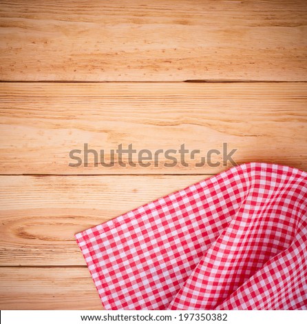 Wood texture background. Wooden table with red tablecloth white peas for recording menu, recipe. Product pages for installation recipe books menu