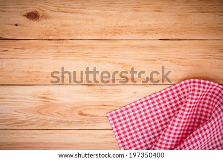 Wood texture background. Wooden table with red tablecloth white peas for recording menu, recipe. Product pages for installation recipe books menu