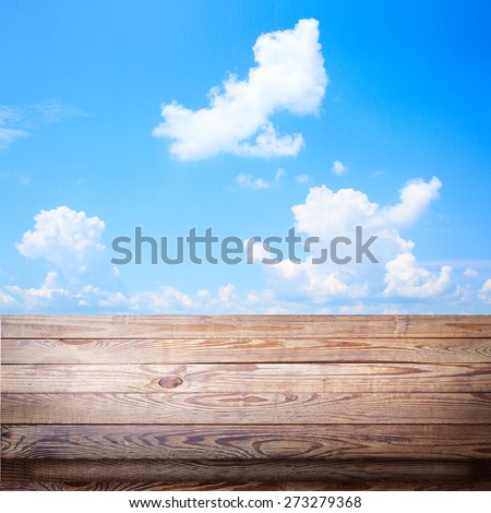 Blue sky with sun and beautiful clouds  for product montage texture background wallpaper. Stand for product showcase.