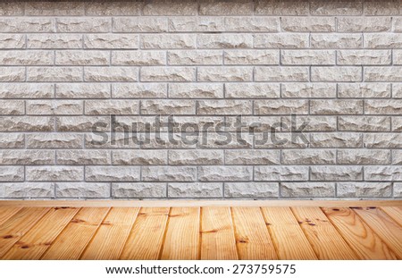 Empty room with brick wall and wooden floor for product montage
