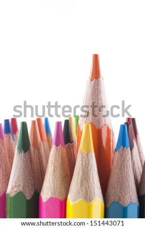 close-up photo of colored pencils side by side on white background