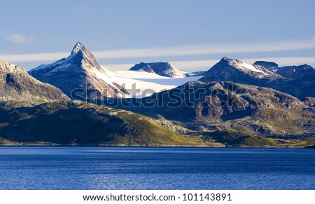 Arctic mountains and lake