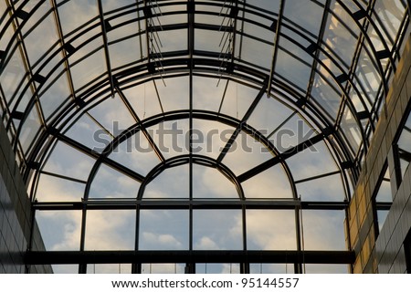 Clouds Seen Through a Window at the Congress Center at Aarhus, Denmark