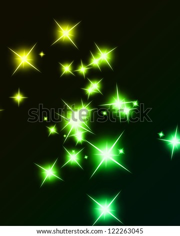 Bright sparkling background with several glowing and twinkling stars
