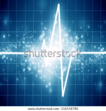heartbeat on the display of a clinic monitor on a blue background