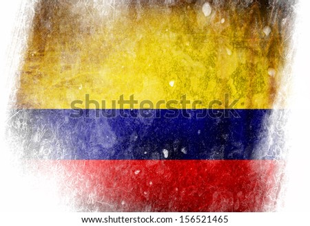 Colombian flag  with some grunge effects and lines