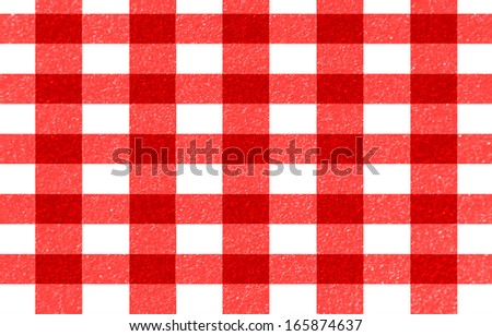 red picnic cloth with some squares in it