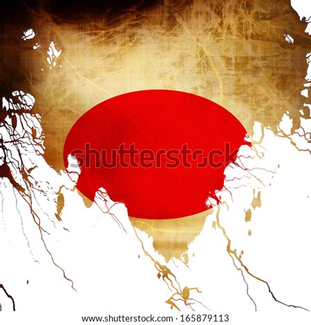 Japanese flag with  grunge effects and lines