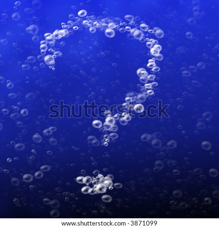 Water bubbles in the form of a question mark