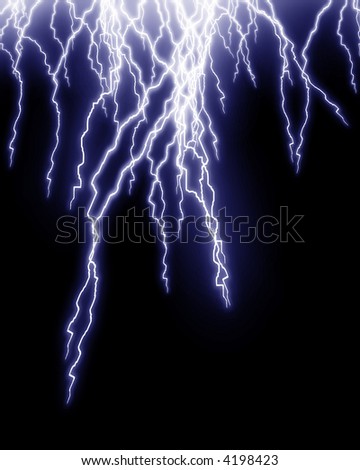 Blue lightning flashes on black background