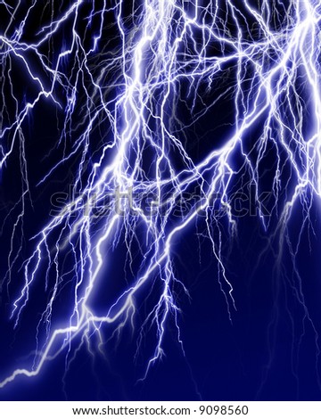 Lightning flash on black background