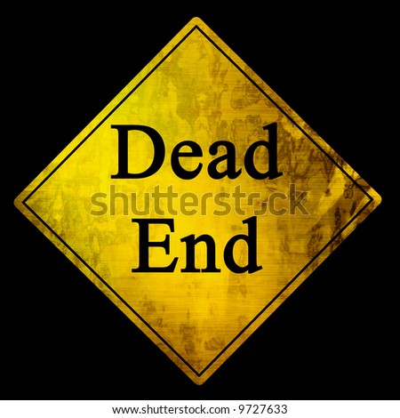 Dead End Warning Sign On Black Background Stock Photo 9727633