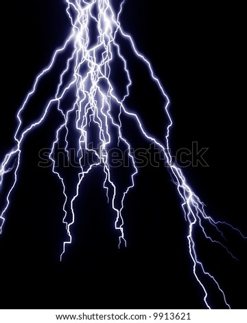 lightning flash on black sky