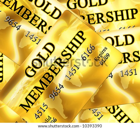 Multiple gold membership cards with shades