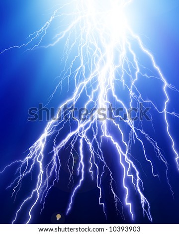 Lightning flash on blue background