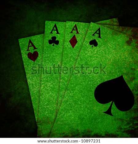 Vintage playing cards on a dark background