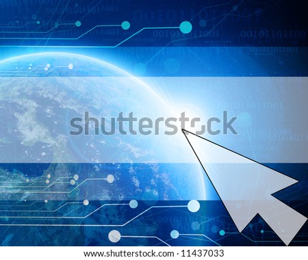 Technology background with arrow pointed at blank internet link