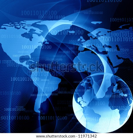 digital world on a blue background