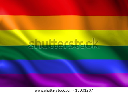 Gay pride flag waving in the wind