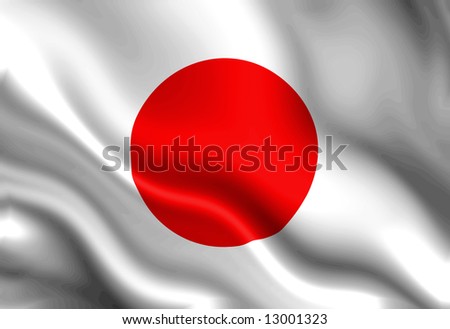 japanese flag waving in the wind with some folds