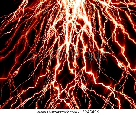 a fierce lightning flash on a dark background