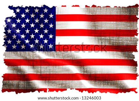 American flag waving in the wind with some folds