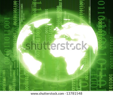 digital world on a bright green background