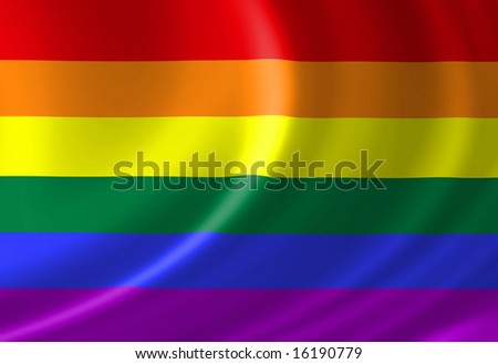 Gay pride flag waving in the wind