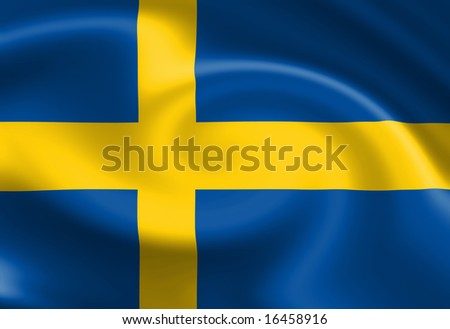 Swedish flag waving in the wind