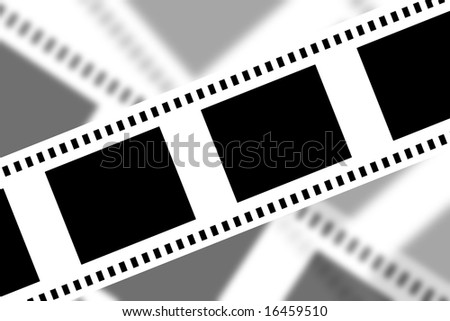 Negative film strip on a grey soft background
