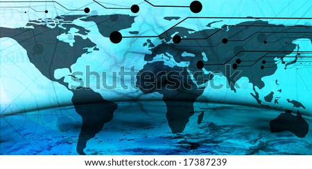 digital world on a soft blue background