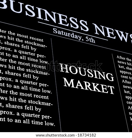housing market in the news paper on a dark background