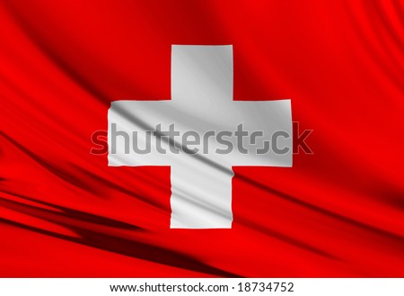 Swiss flag waving in the wind