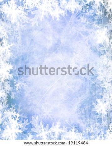 stock photo : Winter background with a snowflake border