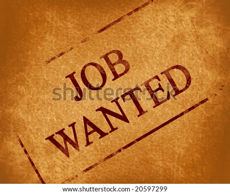 red stamp with job wanted written on it